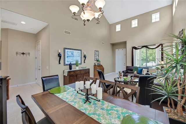 28089 Promontory Ln, Valencia, CA 91354 - dining space with a chandelier and a towering ceiling