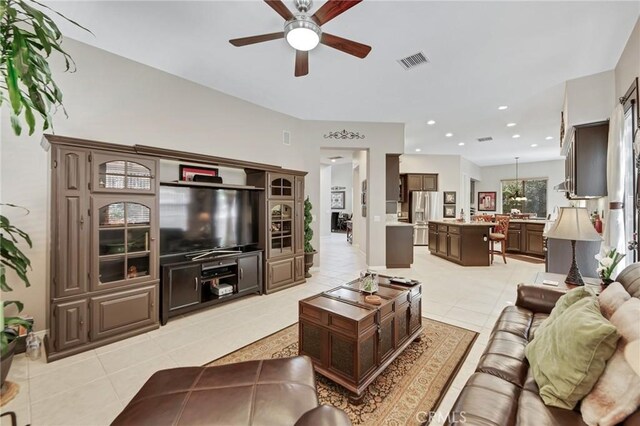 28089 Promontory Ln, Valencia, CA 91354 - living area featuring ceiling fan and light tile patterned flooring