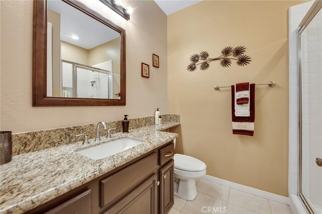 28089 Promontory Ln, Valencia, CA 91354 - full bath with vanity, a stall shower, and tile patterned flooring