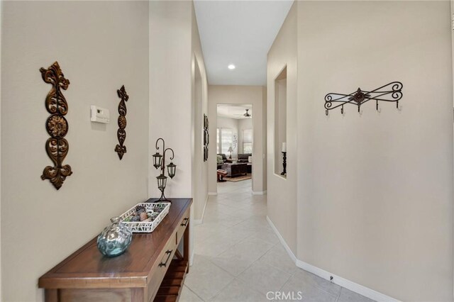 28089 Promontory Ln, Valencia, CA 91354 - corridor with light tile patterned floors and recessed lighting