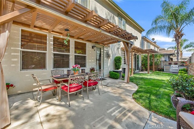 28089 Promontory Ln, Valencia, CA 91354 - view of patio featuring a pergola and outdoor dining space