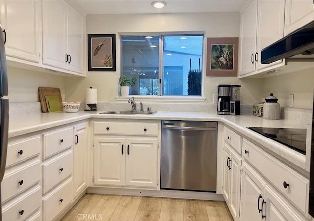2148 Ronda Granada Unit A, Laguna Woods, CA 92637 - kitchen with dishwasher, white cabinets, light countertops, and recessed lighting