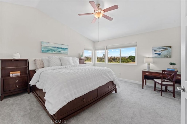 982 Big Spring Ct, Corona, CA 92878 - bedroom featuring lofted ceiling, light carpet, and ceiling fan