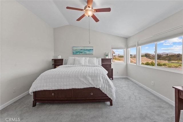982 Big Spring Ct, Corona, CA 92878 - bedroom featuring vaulted ceiling, light colored carpet, and ceiling fan