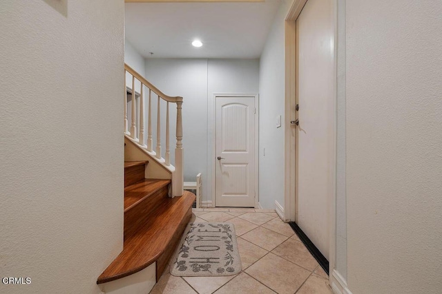 1430 Windshore Way, Oxnard, CA 93035 - foyer featuring light tile patterned floors, stairs, and recessed lighting