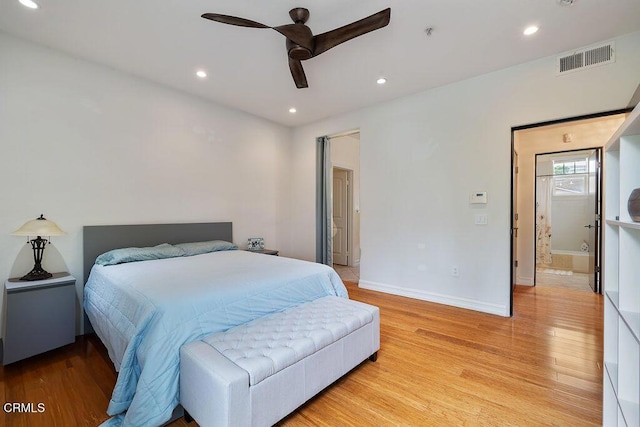 1430 Windshore Way, Oxnard, CA 93035 - bedroom with light wood finished floors, recessed lighting, and ceiling fan