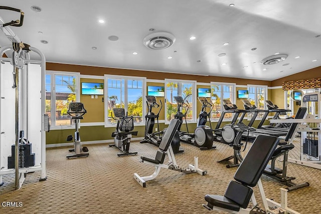 1430 Windshore Way, Oxnard, CA 93035 - gym with recessed lighting and carpet