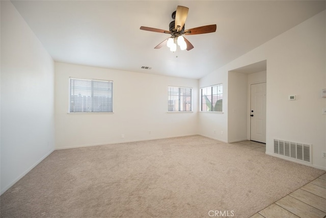 158 Colt Ln, Nipomo, CA 93444 - spare room with a ceiling fan, vaulted ceiling, and light colored carpet