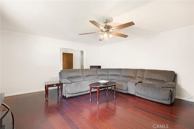 1915 Manzanita Ave, Chico, CA 95926 - living room with wood finished floors, a ceiling fan, and ornamental molding