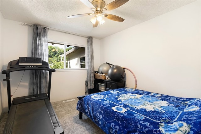 1915 Manzanita Ave, Chico, CA 95926 - bedroom featuring carpet flooring, a textured ceiling, and ceiling fan