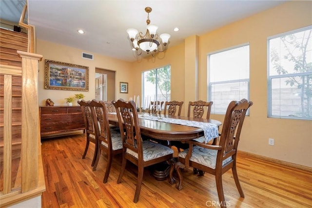 13524 Via Santa Catalina, Sylmar, CA 91342 - dining area featuring a chandelier, light wood-style flooring, and recessed lighting