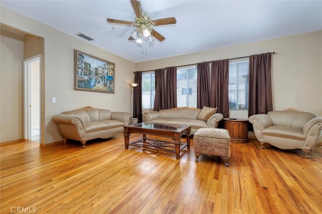 13524 Via Santa Catalina, Sylmar, CA 91342 - living room featuring light wood finished floors and a ceiling fan
