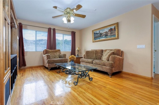 13524 Via Santa Catalina, Sylmar, CA 91342 - living room with light wood-type flooring and ceiling fan