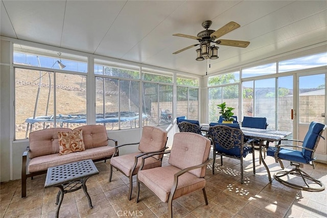 13524 Via Santa Catalina, Sylmar, CA 91342 - sunroom / solarium with healthy amount of natural light, ceiling fan, and outdoor dining space