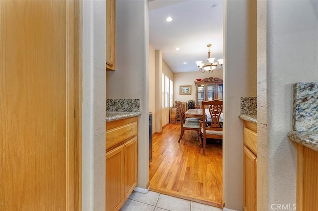 13524 Via Santa Catalina, Sylmar, CA 91342 - hall with a chandelier, light tile patterned floors, and recessed lighting