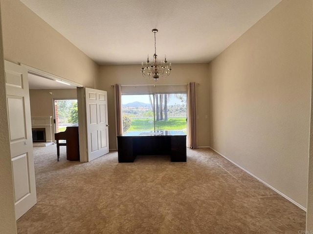 14109 Arbolitos Dr, Poway, CA 92064 - unfurnished dining area featuring light colored carpet and a chandelier