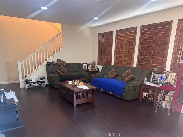 2944 E Via Terrano, Ontario, CA 91764 - living room with stairway, wood finished floors, and recessed lighting