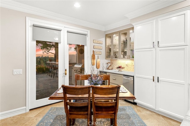 32872 Northshire Cir, Temecula, CA 92592 - dining space with recessed lighting and crown molding
