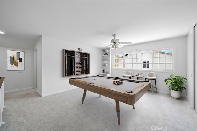 2030 Goldeneye Pl, Costa Mesa, CA 92626 - playroom with pool table, light carpet, and ceiling fan
