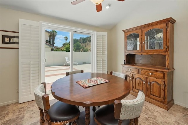 15144 Poppy Meadow St, Canyon Country, CA 91387 - dining space with a ceiling fan and lofted ceiling