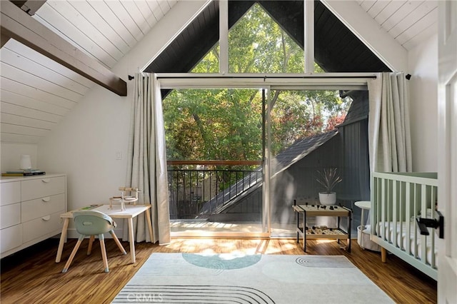 345 Maple Dr, Lake Arrowhead, CA 92352 - bedroom featuring wood finished floors and wood ceiling