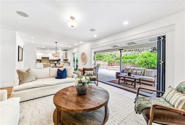 2726 Cardinal Dr, Costa Mesa, CA 92626 - living area featuring recessed lighting and light wood-style floors