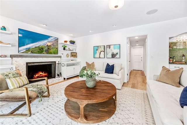 2726 Cardinal Dr, Costa Mesa, CA 92626 - living area with a high end fireplace and light wood finished floors