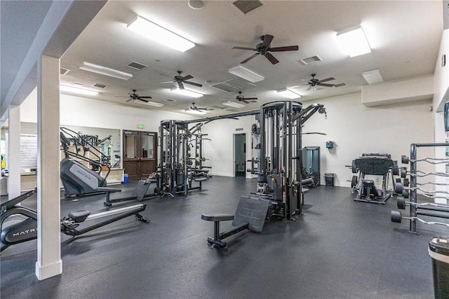 3871 Bur Oak Rd, San Bernardino, CA 92407 - exercise room with ceiling fan