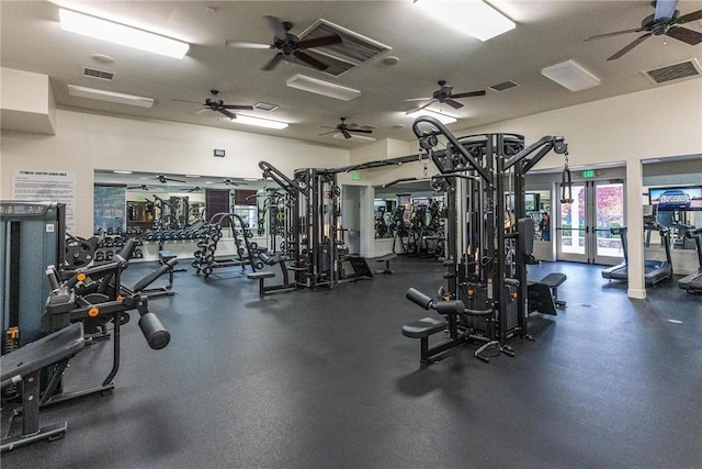 3871 Bur Oak Rd, San Bernardino, CA 92407 - workout area with a ceiling fan