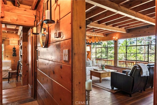 600 Rose Ln, Twin Peaks, CA 92391 - detailed view of wood finished floors and wooden walls