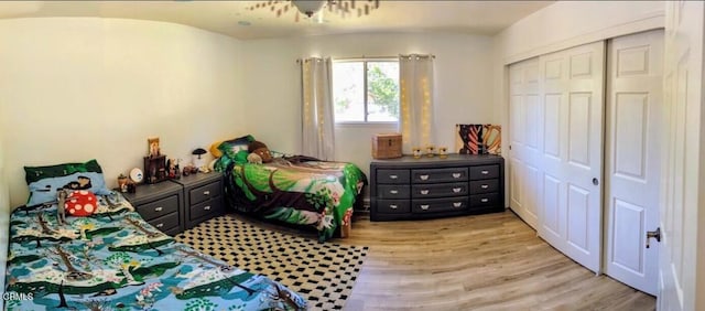 21613 Mountain Dr, Tehachapi, CA 93561 - bedroom with light wood finished floors and a closet
