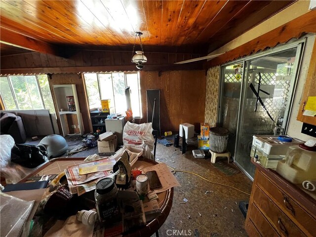 12449 6th St, Yucaipa, CA 92399 - miscellaneous room featuring wood ceiling and wooden walls