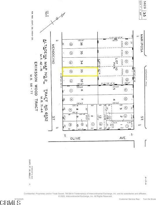 389 W Mendocino St, Altadena, CA 91001 - map showing property parcels