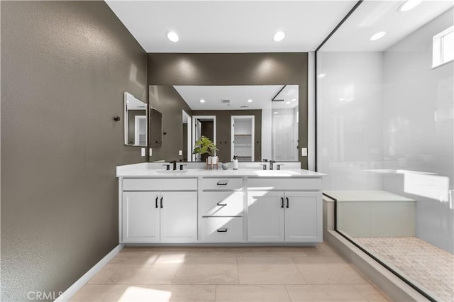 3173 Ivy Way, Rancho Mission Viejo, CA 92694 - full bathroom featuring double vanity, recessed lighting, and a shower