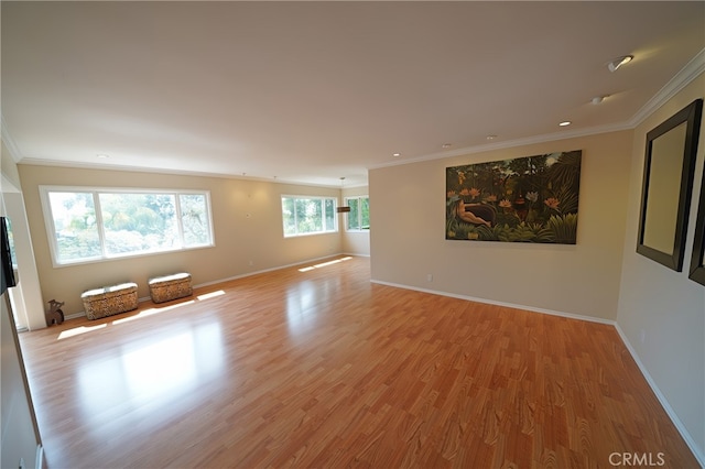 1525 N Hayworth Ave Unit 304, Los Angeles, CA 90046 - empty room featuring crown molding and light wood finished floors