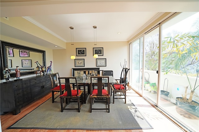 1525 N Hayworth Ave Unit 304, Los Angeles, CA 90046 - dining room with crown molding and wood finished floors