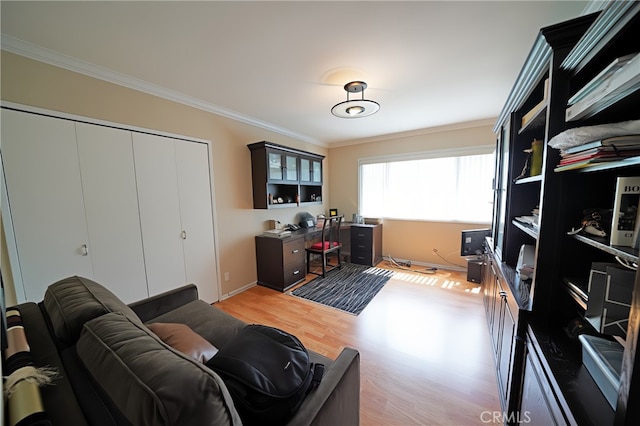 1525 N Hayworth Ave Unit 304, Los Angeles, CA 90046 - office with crown molding and light wood finished floors