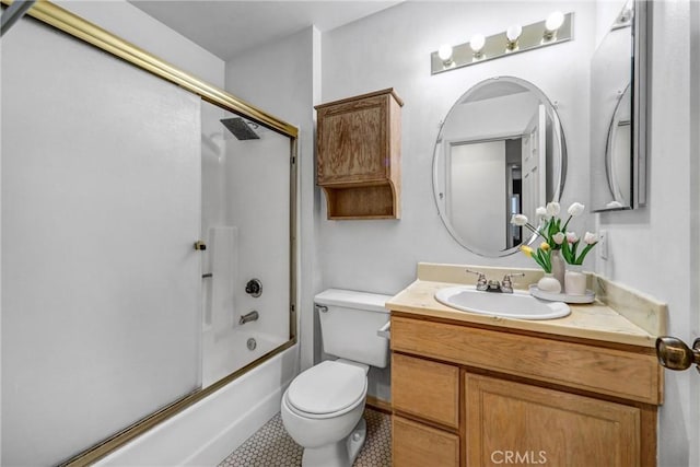 13303 Waco St Unit 32, Baldwin Park, CA 91706 - full bath with vanity, shower / bath combination with glass door, and tile patterned flooring