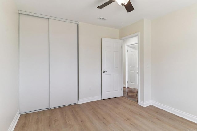1230 Ramona Ave, Spring Valley, CA 91977 - unfurnished bedroom with light wood finished floors, a closet, and ceiling fan