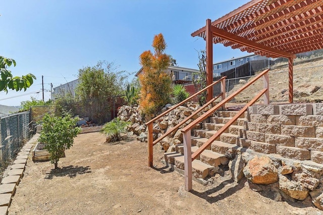 1230 Ramona Ave, Spring Valley, CA 91977 - fenced backyard with a pergola and stairs