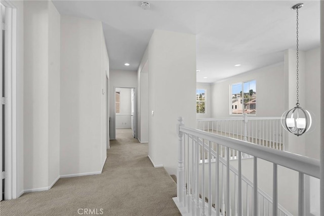24058 Via Vis, Valencia, CA 91354 - corridor featuring carpet floors, an upstairs landing, and recessed lighting