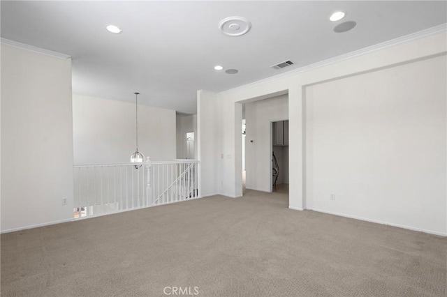 24058 Via Vis, Valencia, CA 91354 - empty room featuring crown molding, light carpet, and recessed lighting