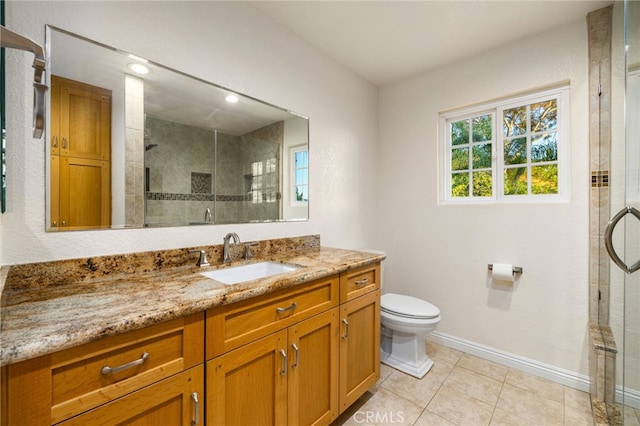 1722 Calle Alto, San Dimas, CA 91773 - bathroom featuring vanity, tiled shower, tile patterned flooring, and recessed lighting
