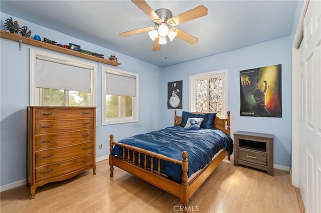 1117 Gladstone St, La Verne, CA 91750 - bedroom with light wood finished floors, a closet, and ceiling fan