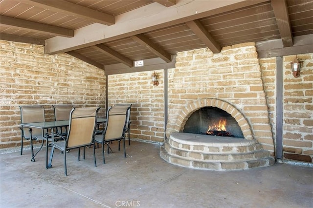 3331 Via Altamira, Fallbrook, CA 92028 - view of patio featuring an outdoor brick fireplace and outdoor dining area