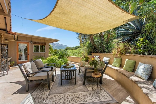 3331 Via Altamira, Fallbrook, CA 92028 - view of patio with outdoor lounge area and a mountain view