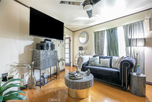 3432 Larissa Dr, Los Angeles, CA 90026 - living area with wood finished floors and ceiling fan