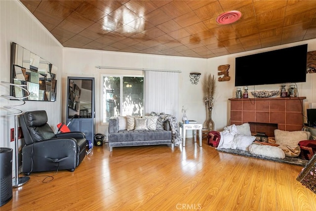 3432 Larissa Dr, Los Angeles, CA 90026 - living area featuring wood finished floors and a fireplace