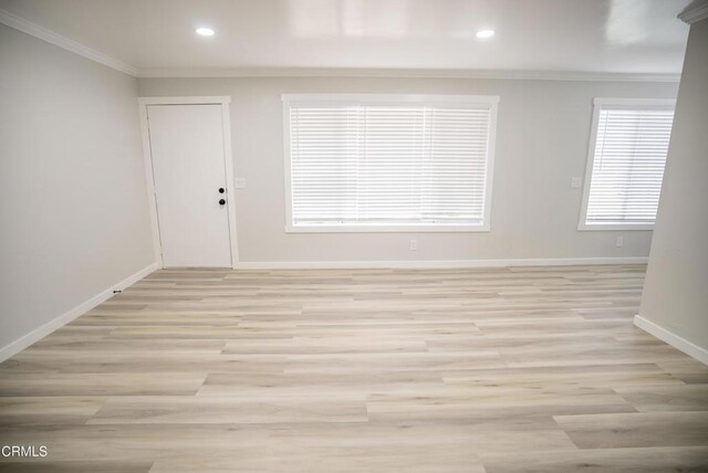1925 Ginger St Unit 112, Oxnard, CA 93036 - spare room with ornamental molding, light wood-style floors, and recessed lighting