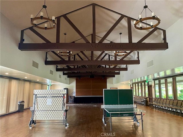 28432 Alava, Mission Viejo, CA 92692 - building lobby featuring high vaulted ceiling and beamed ceiling